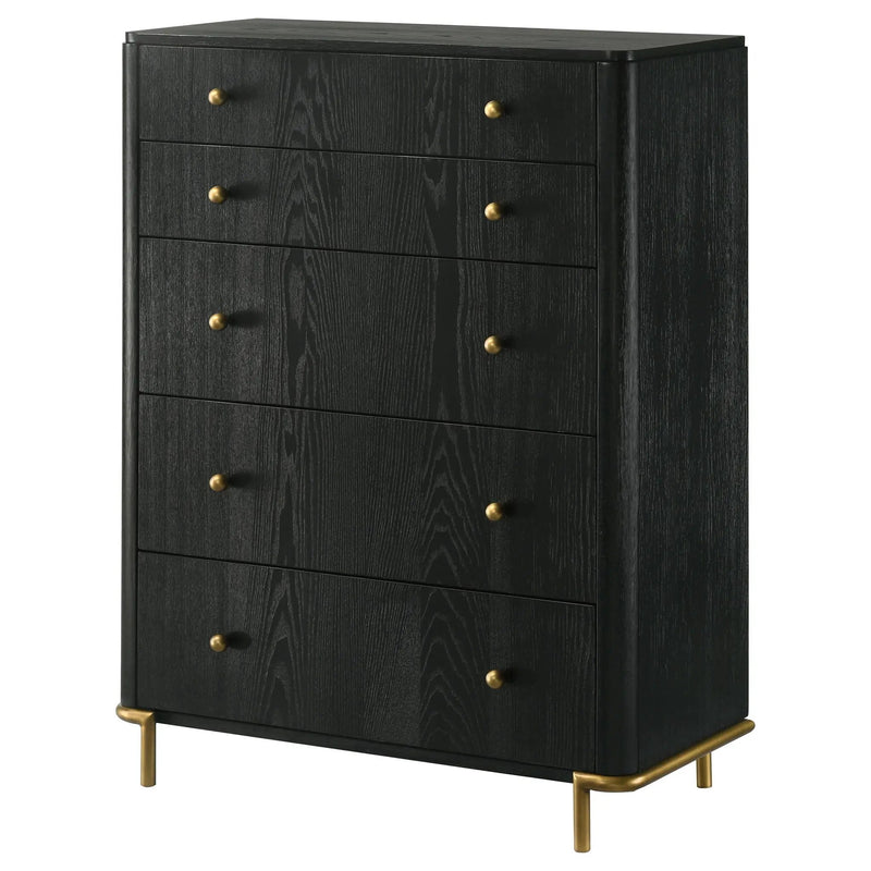 Anser - 5 Drawer Chest, Bedroom Storage Furniture - Black by HouseOfZazla