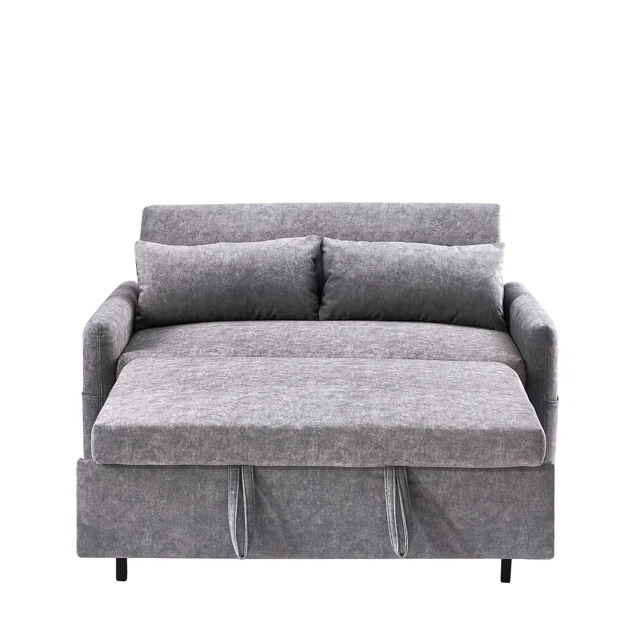 Pull Out Sleep Sofa Bed Loveseats Sofa Couch With Adjsutable Backrest, Storage Pockets, 2 Soft Pillows, USB Ports For Living Room, Bedroom, Apartment, Office by HouseOfZazla