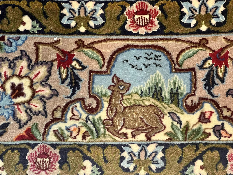 Marvelous Persian Isfahan Rug 3.7 x 5.6, Tree of Life and Animal Pictorials, Handmade Vintage Super Fine 600 KPSI, Kork Wool Silk Highlights, Rare by Jewel Rugs