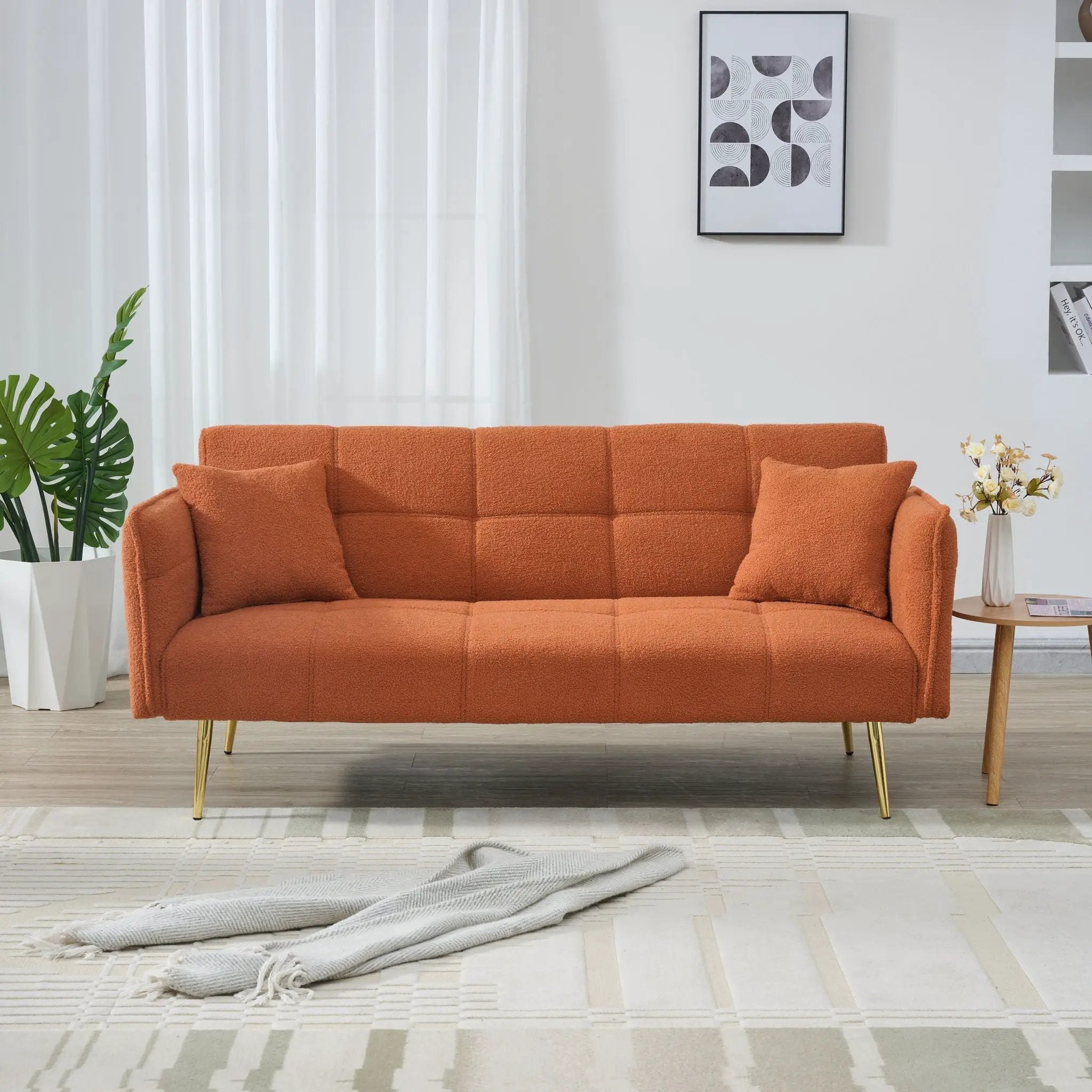 Convertible Double Futon Sofa Bed With Folding Armrests For Living Rooms by Unique Piece Furniture