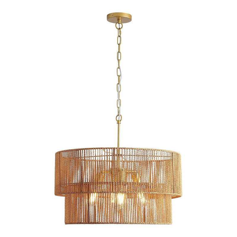 Chandelier, 2 Tier Boho Wabi Sabi Pendant Light, Hanging Ceiling Lamp - Gold by HouseOfZazla