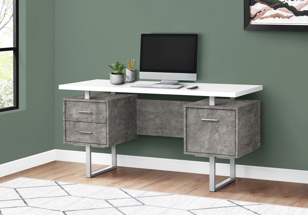 60" Computer Desk with Storage Drawers – Home Office Writing Desk, photo 24 of 28