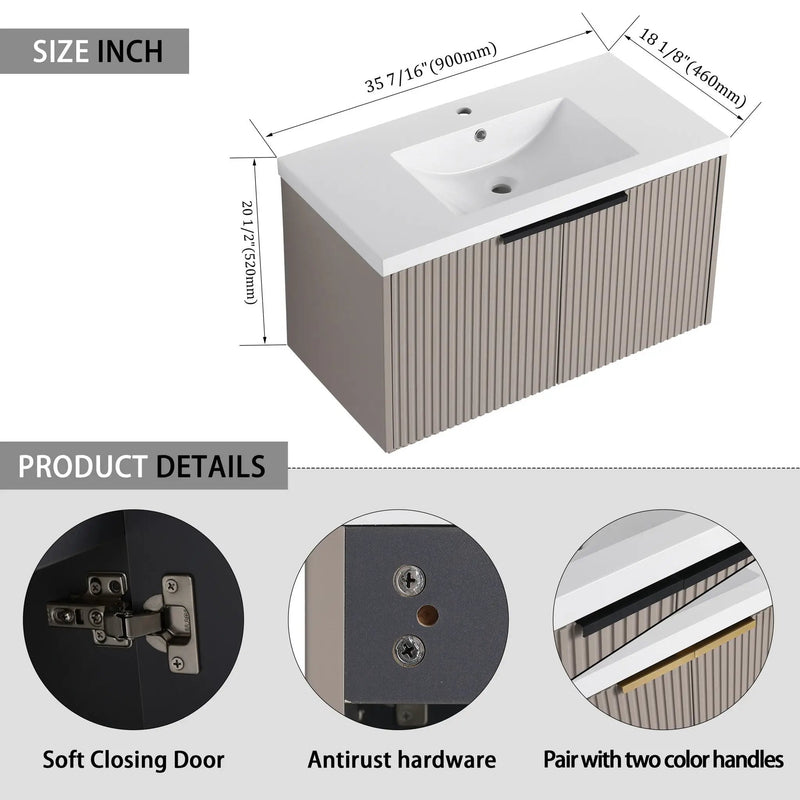 Contemporary Wall Mounted Bathroom Vanity With Resin Double Sink by HouseOfZazla
