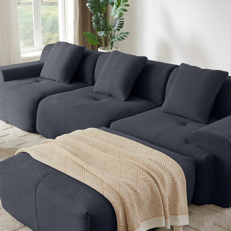 L Shaped Modular Sectional Sofa And Movable Ottoman by Unique Piece Furniture