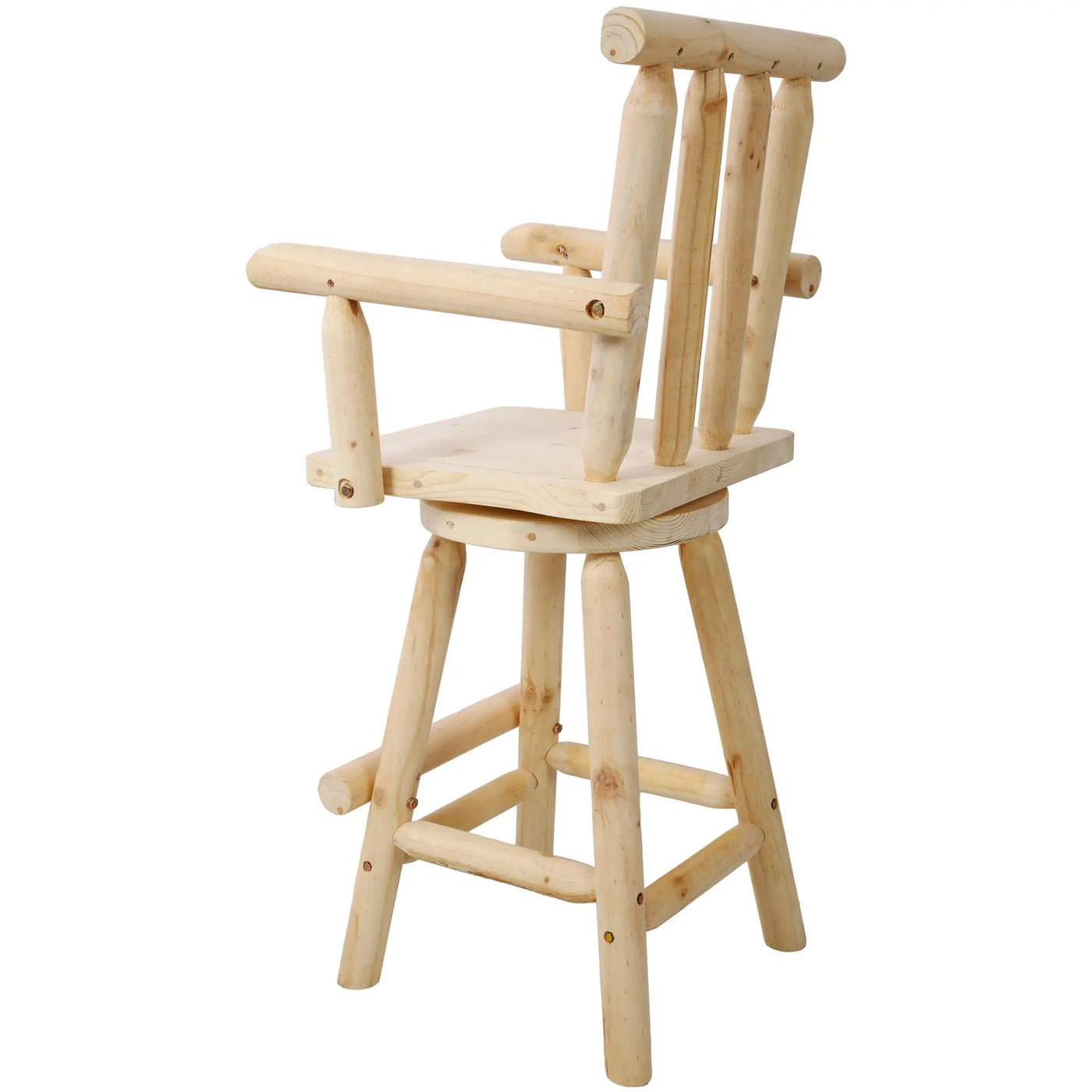 Rustic Bar Stool, Fir Wood Construction, Wide Armrest by HouseOfZazla