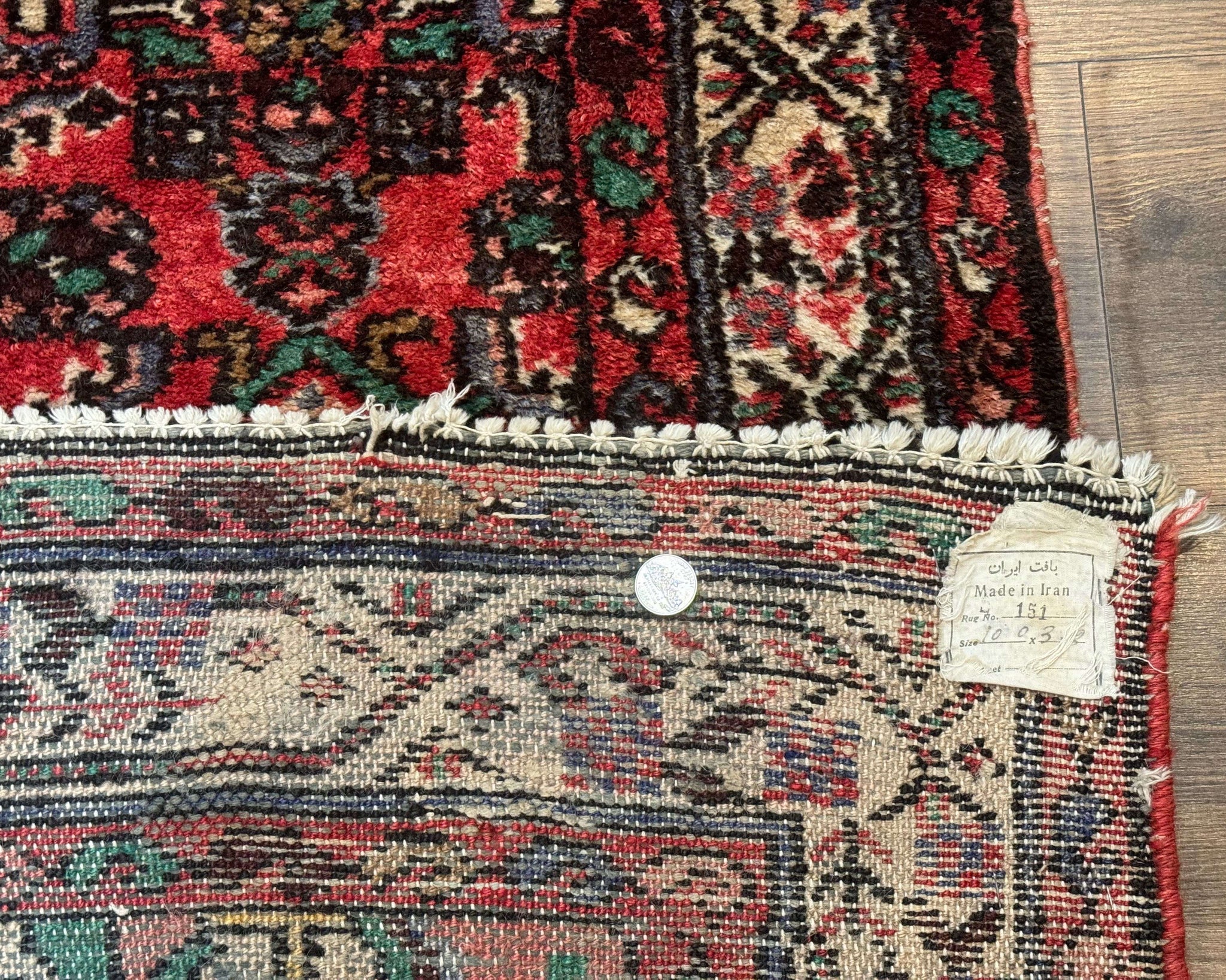 Persian Runner Rug 3x10, Wool Hand Knotted Hallway Rug 3 x 10 ft, Red and Ivory, Hamadan Angelas Runner by Jewel Rugs