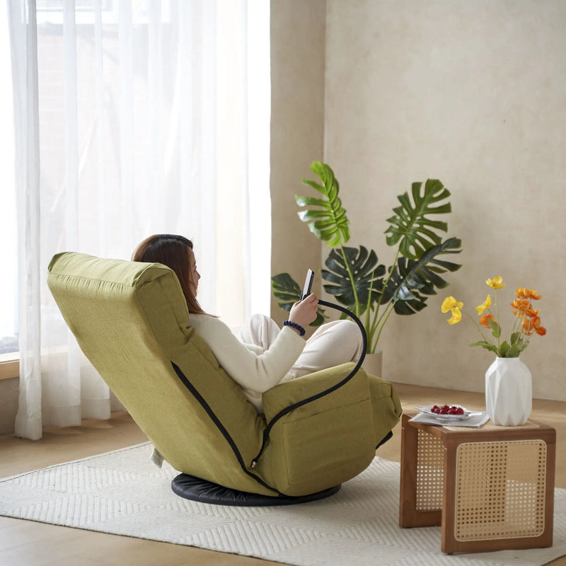 Adjustable Swivel Lounge Chair With 360 Degree Rotating Seat And Headrest Support by Unique Piece Furniture