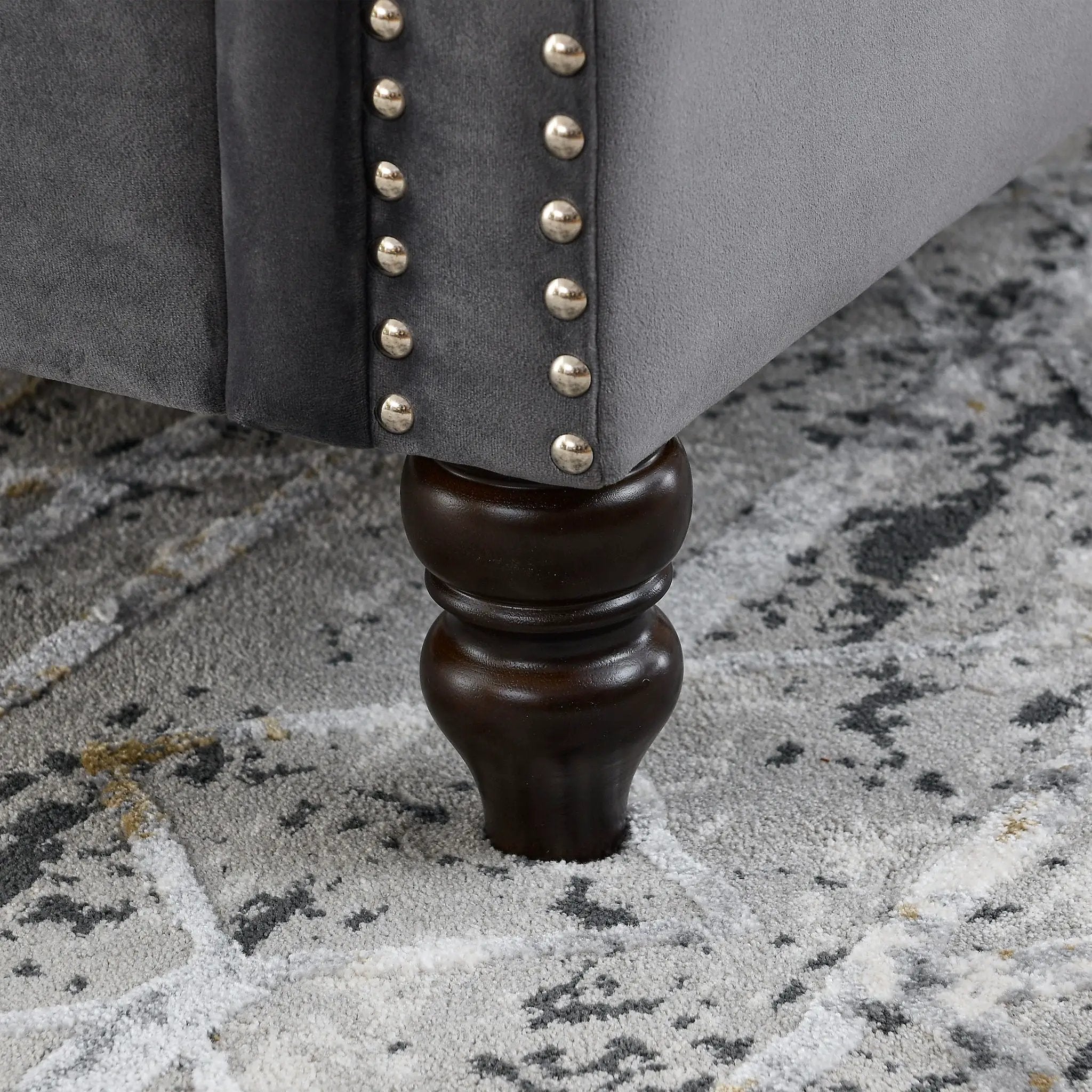 2 Seater Chesterfield Sofa With Rolled Arms And Nailhead Trim For Living Room by HouseOfZazla