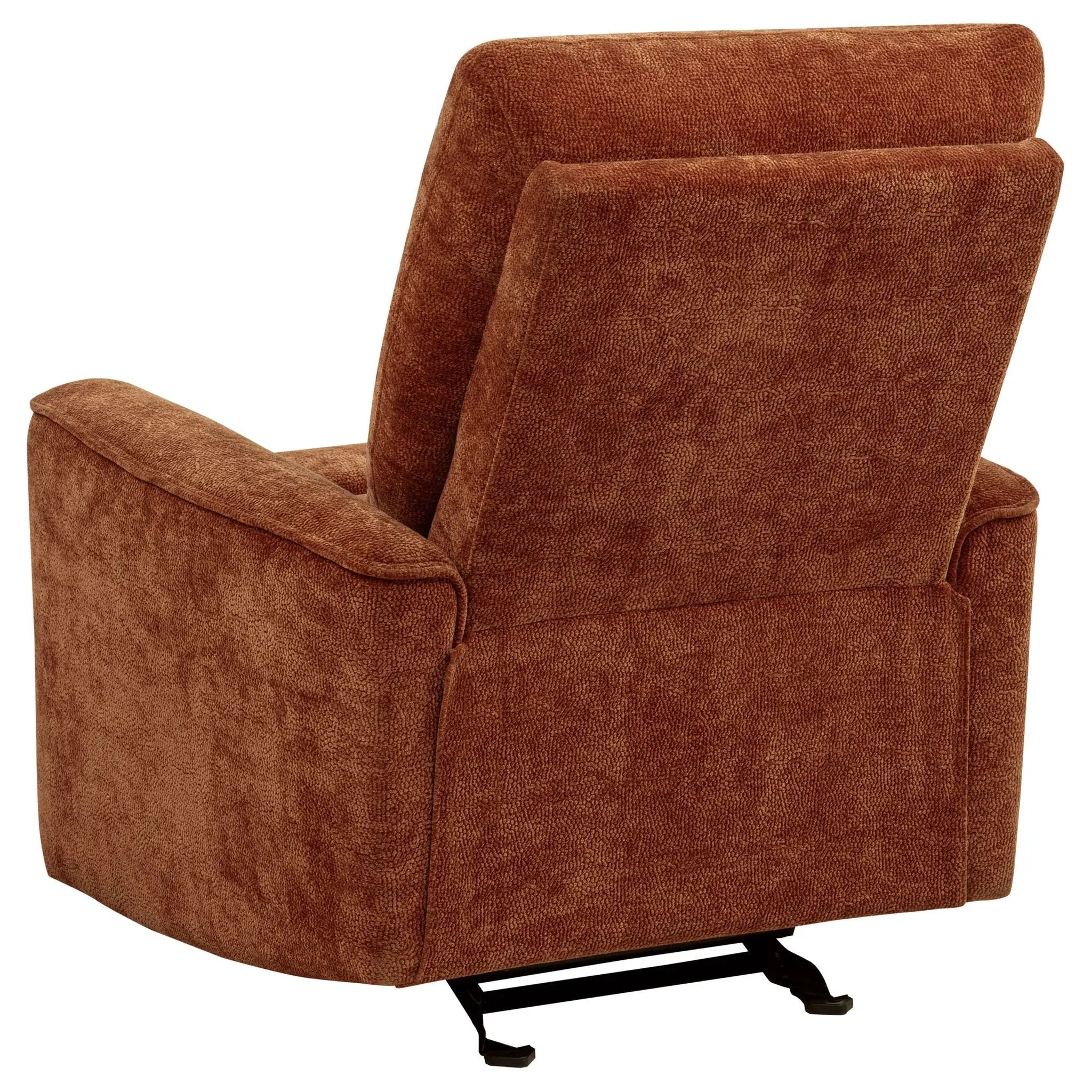 Navarro Chenille Upholstered Glider Recliner Burnt Orange by Unique Piece Furniture