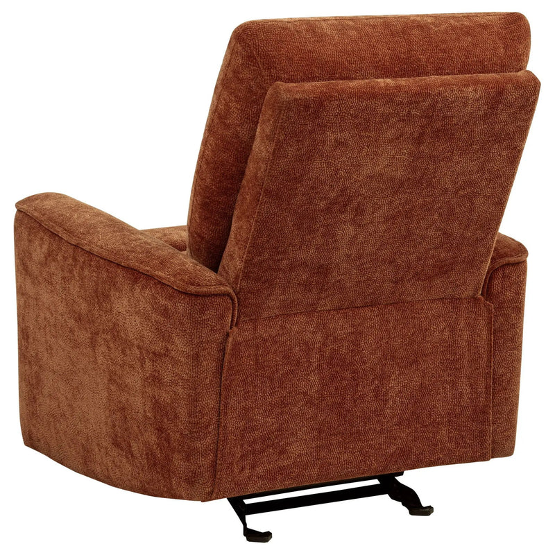 Navarro Chenille Upholstered Glider Recliner Burnt Orange by Unique Piece Furniture