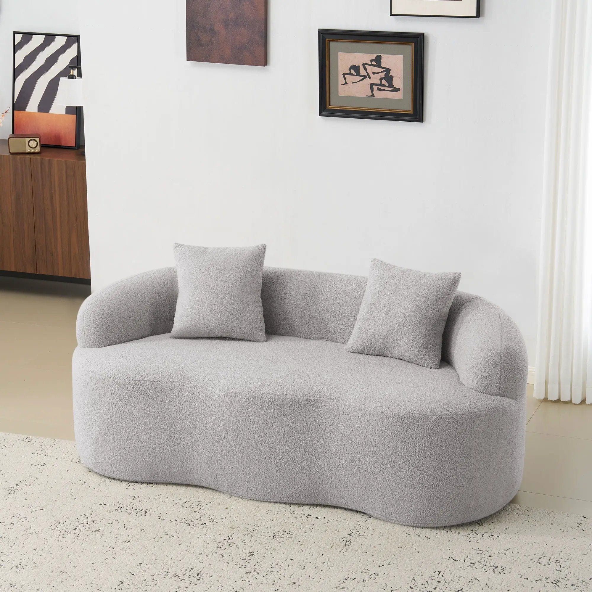Curved Loveseat Sofa With Round Armrest by Unique Piece Furniture