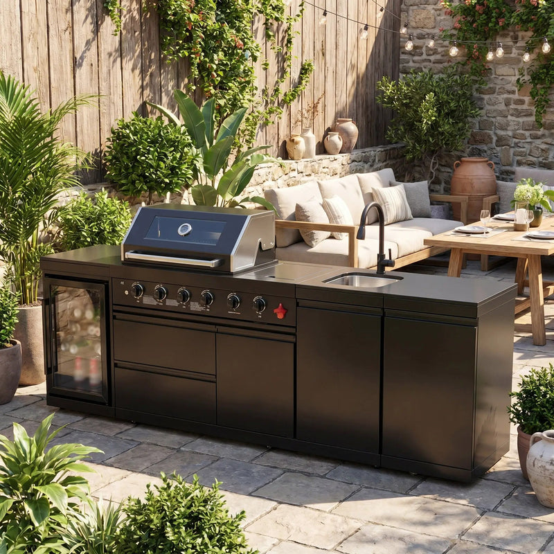 4-Burner Deluxe Stainless Steel Propane Gas Outdoor Kitchen Barbecue Island Grill by HouseOfZazla