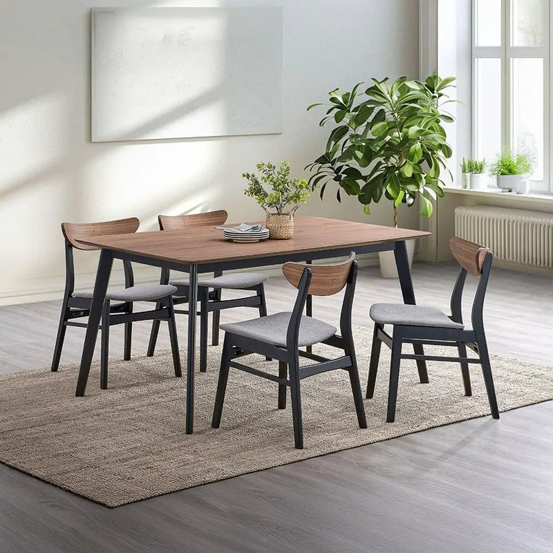 Rebi - Side Chair (Set of 2) - Gray Linen, Walnut & Black by Unique Piece Furniture