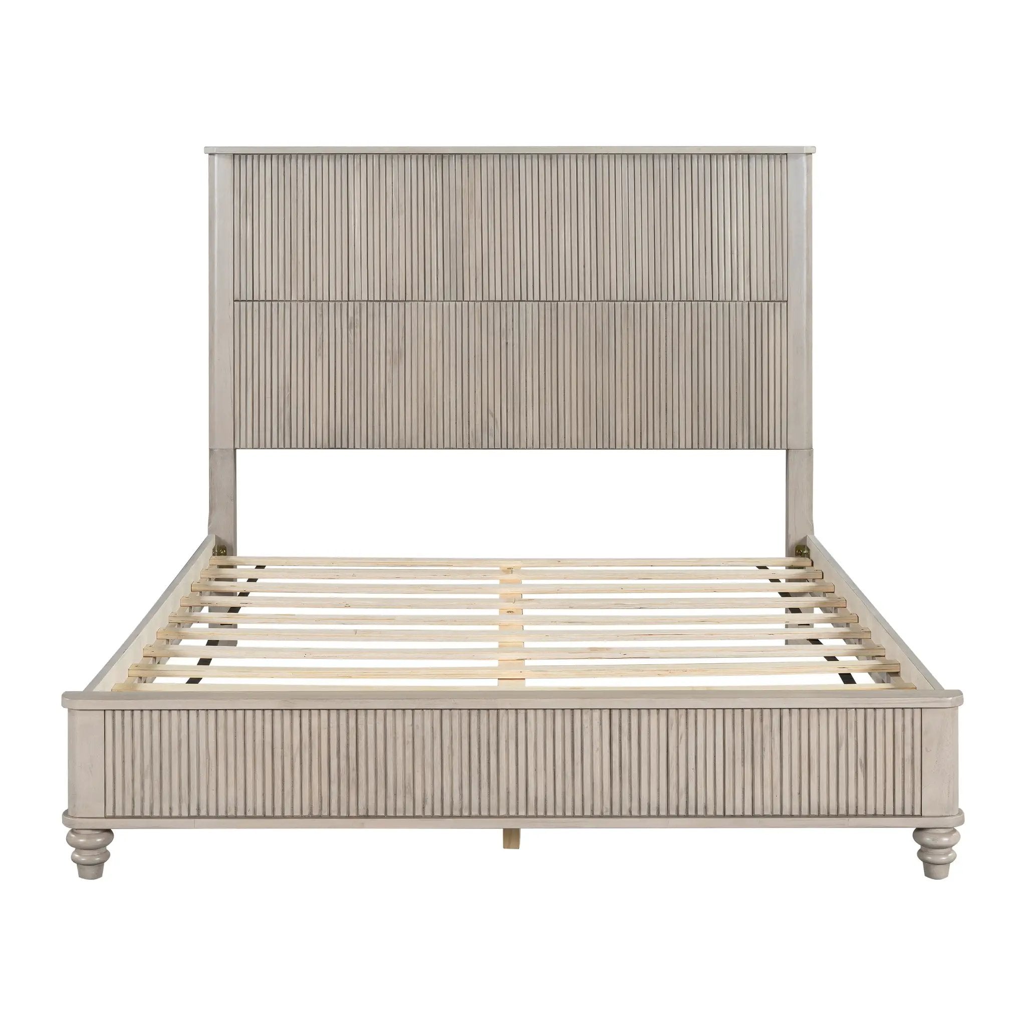 Solid Wood Queen Platform Bed Frame with Tall Headboard by HouseOfZazla