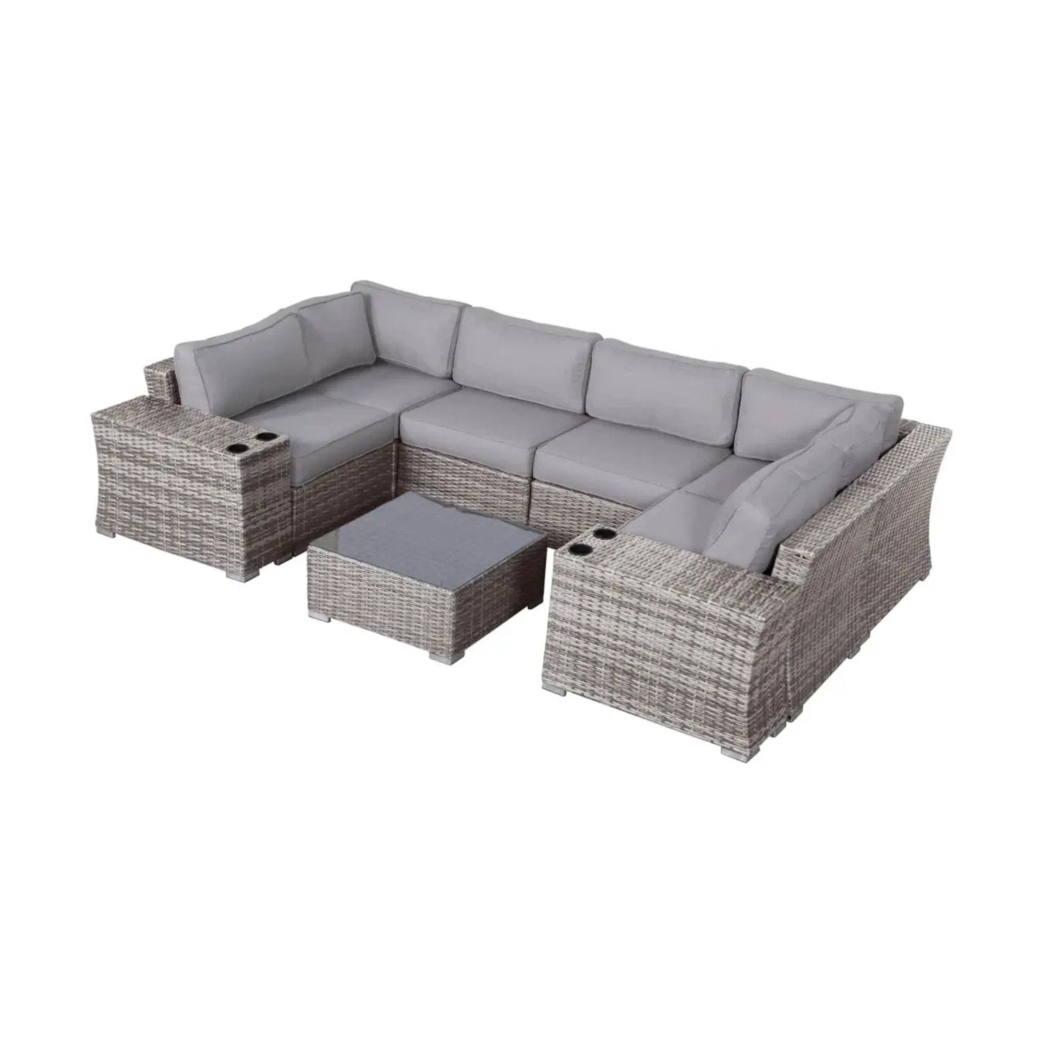 4 Person Patio Seating Set With Cushions, All Weather - Gray by Unique Piece Furniture