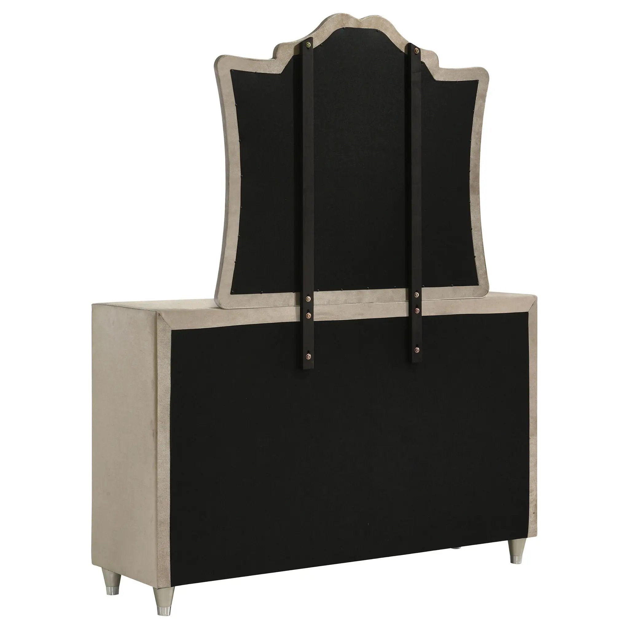 Antonella 7-drawer Upholstered Dresser with Mirror Ivory by Unique Piece Furniture