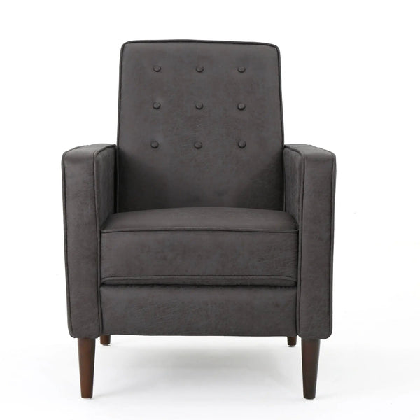 Macedonia - Mid Century Modern Button Tufted Fabric Recliner - Slate