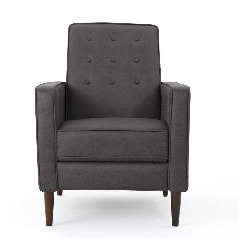 Macedonia - Mid Century Modern Button Tufted Fabric Recliner - Slate by HouseOfZazla