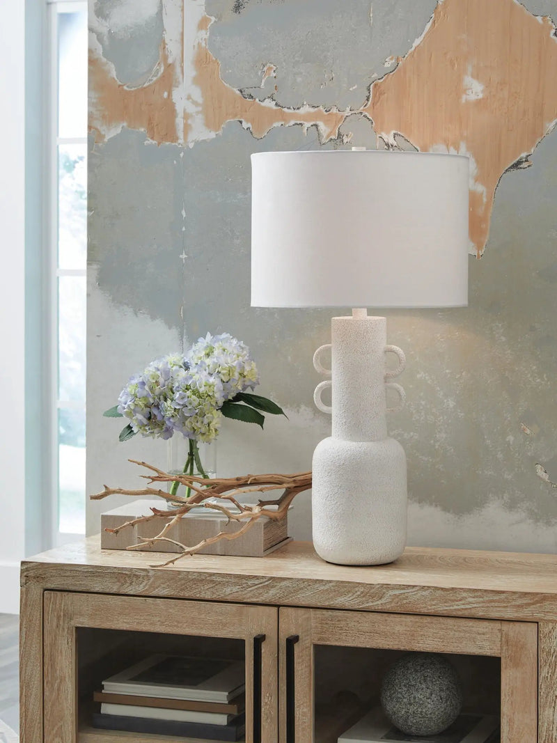 Perringhill - Metal Table Lamp - Distressed White by Unique Piece Furniture
