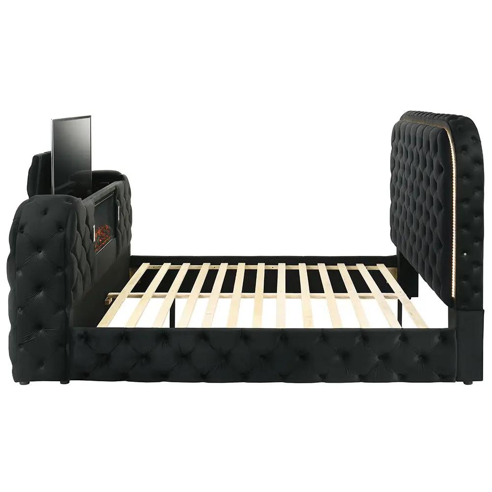 Kana - Bed With LED, Fireplace & TV Stand by Unique Piece Furniture