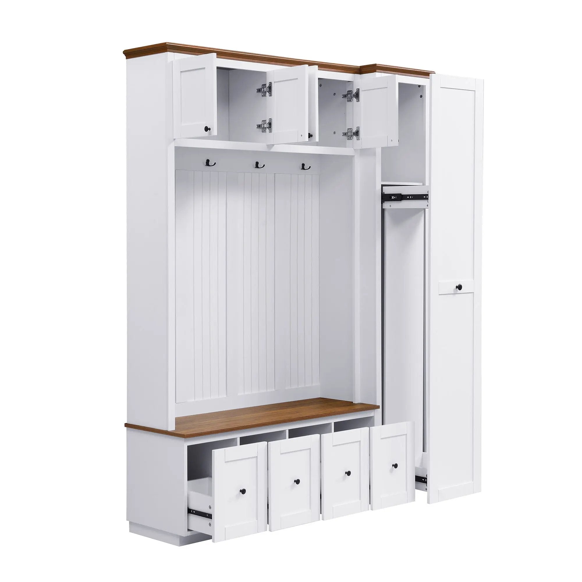 Entryway Hall Tree With Storage Bench, Coat Rack Shoe Bench With Cabinets by HouseOfZazla