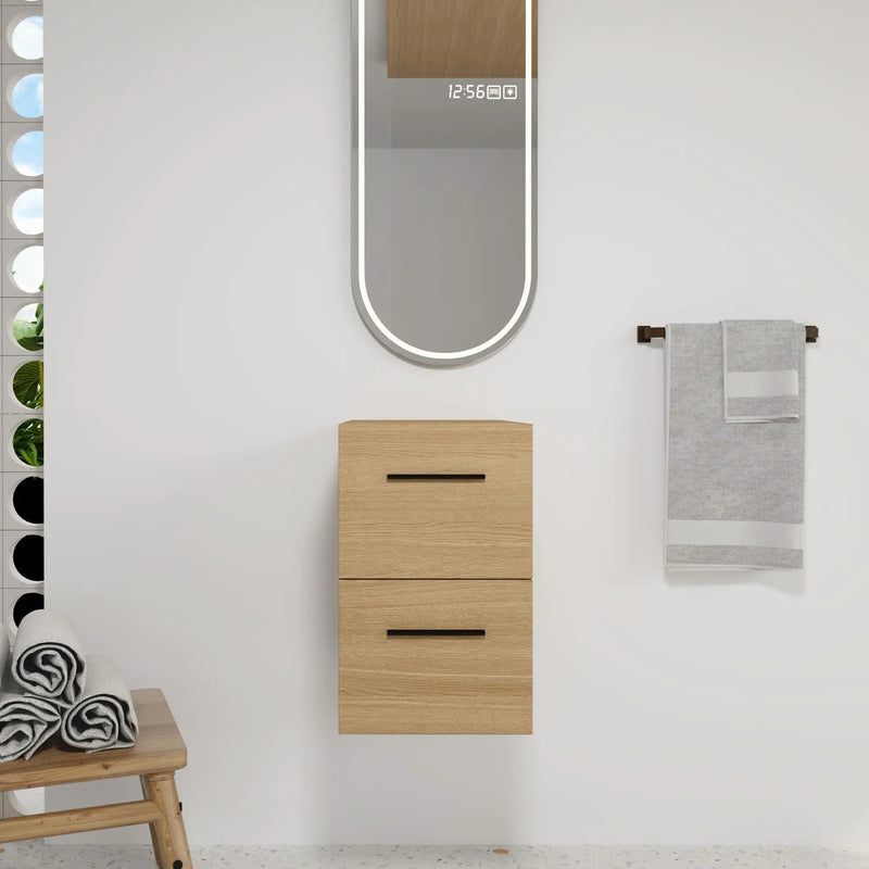 Floating Bathroom Vanity Drawer Base, Wall Mounted Storage With 2 Drawers - Light Oak by Unique Piece Furniture