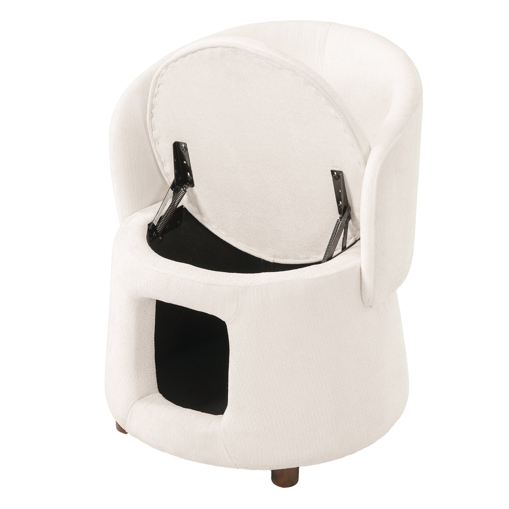 Beige Pet Friendly Chair with Hidden Pet Nook, Convertible Stool, Storage Seat by HouseOfZazla