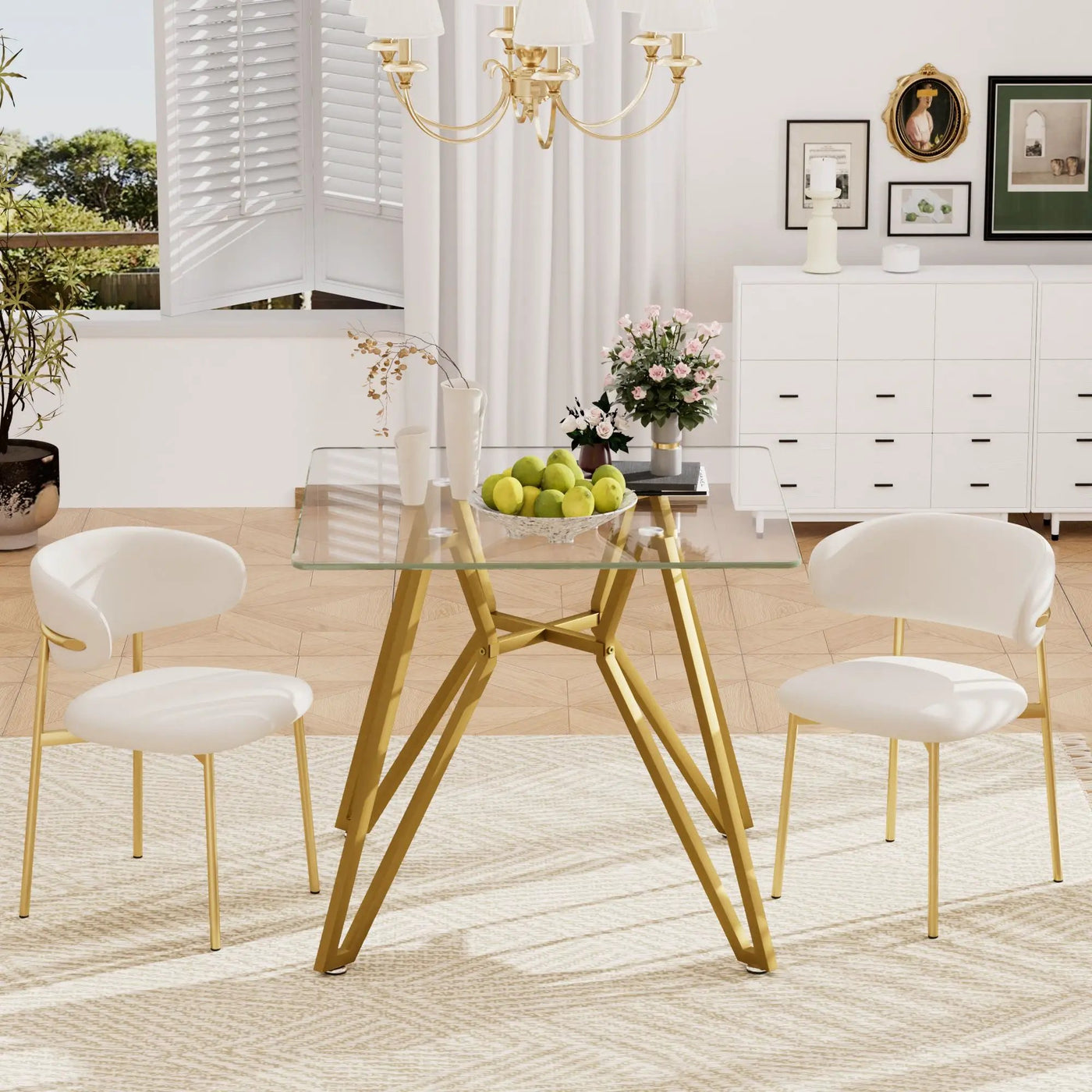 Modern Glass Dining Table With Metal Legs by HouseOfZazla