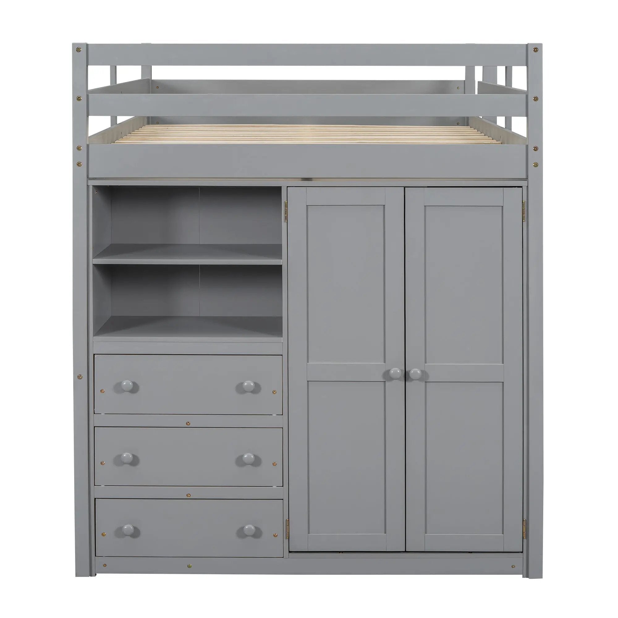 Loft Bed With Built In Wardrobe, Shelves And Drawers
