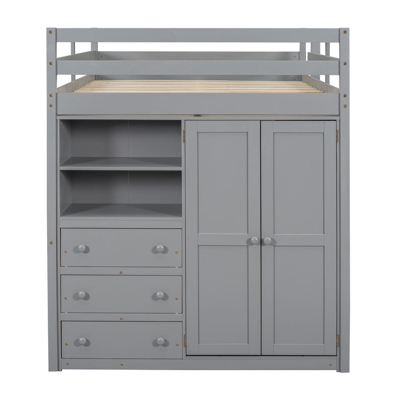 Loft Bed With Built In Wardrobe, Shelves And Drawers