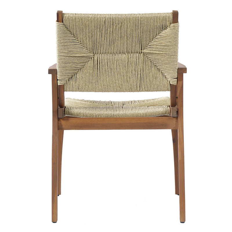 Durable Outdoor Dining Chair with Acacia Wood Frame and Wicker Seat by HouseOfZazla
