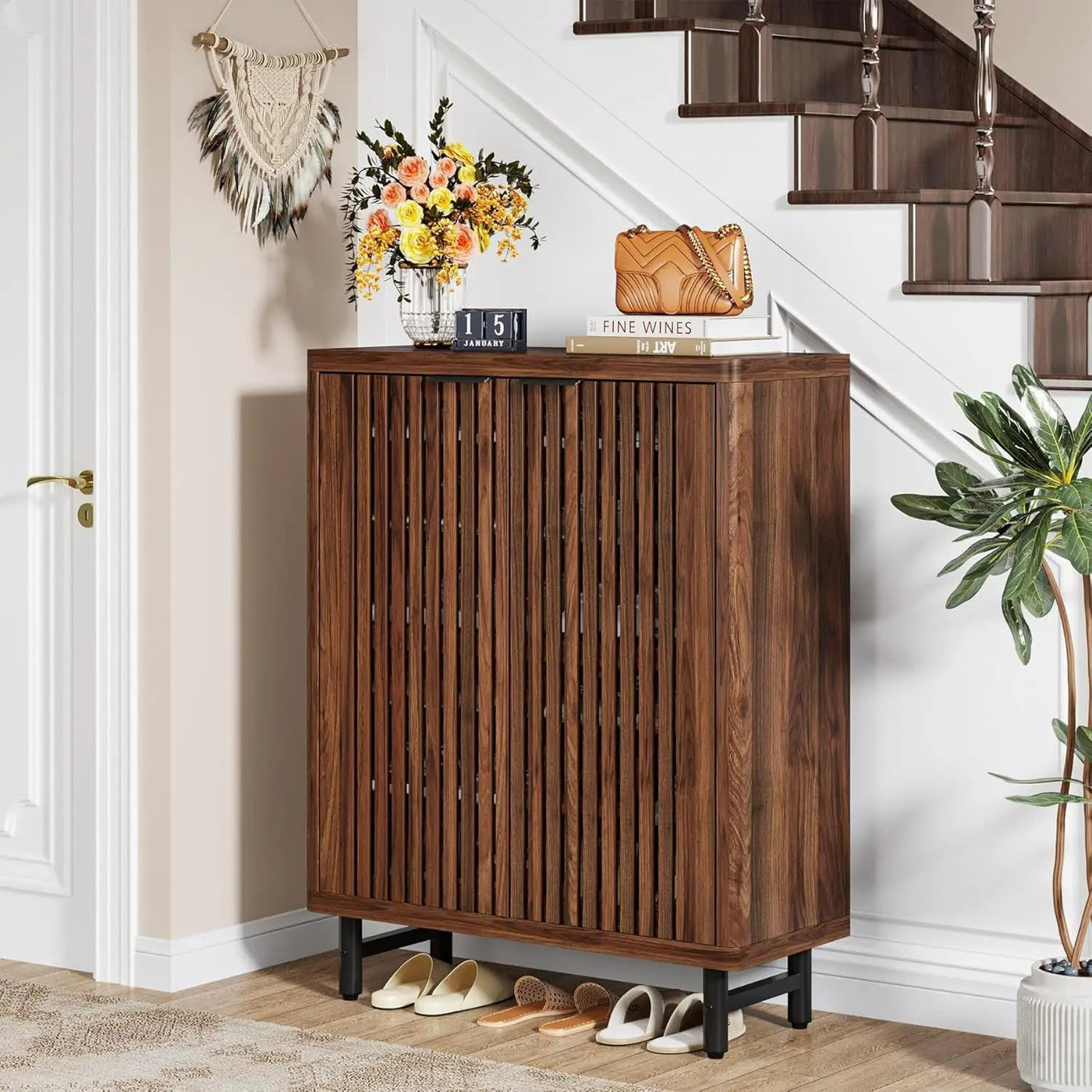 6 Tier Shoe Cabinet With Louvered Doors by HouseOfZazla