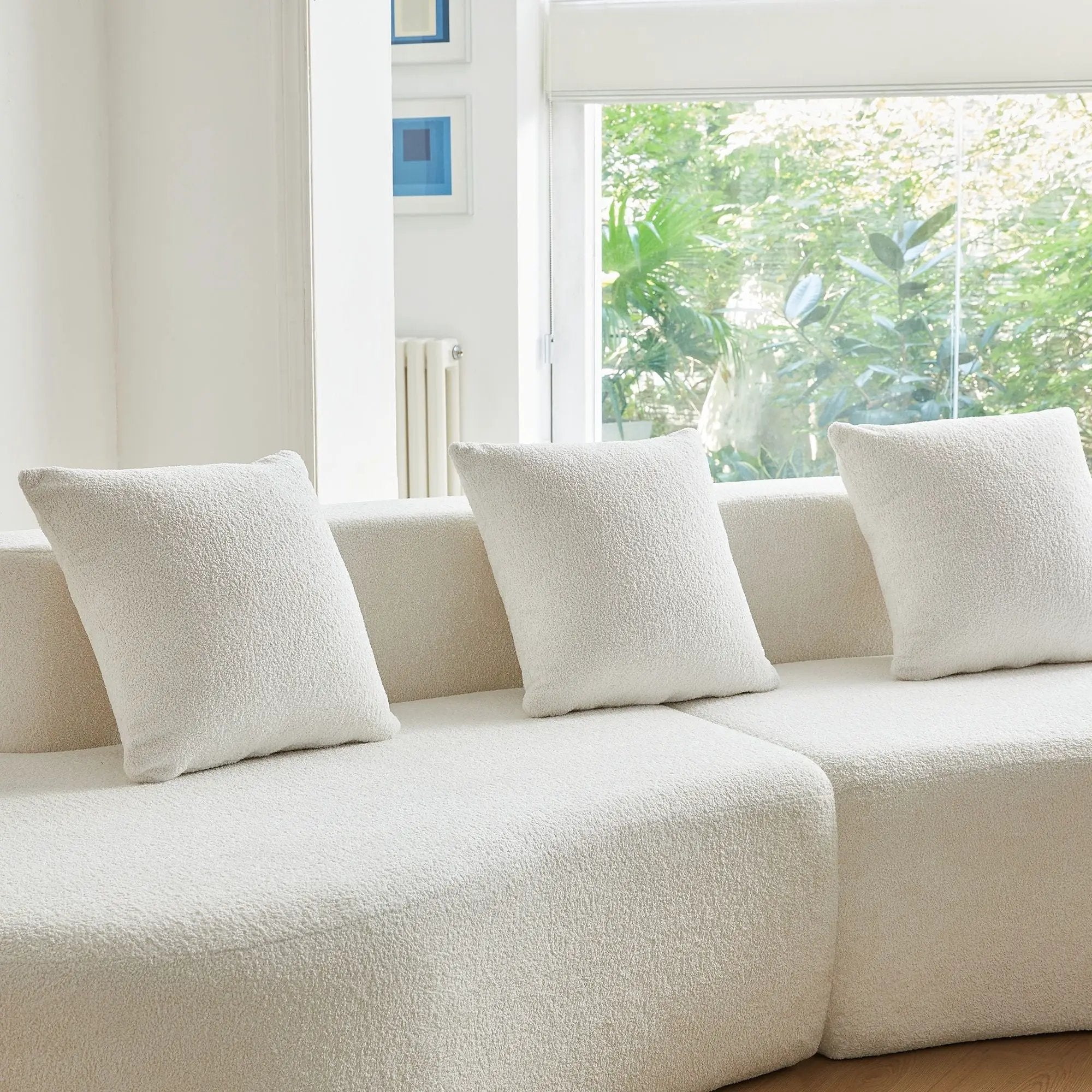 Curved Boneless Couch, Half Moon Sofa, 5 Seat Couch With High Density Foam Filled For Living Room - White by Unique Piece Furniture