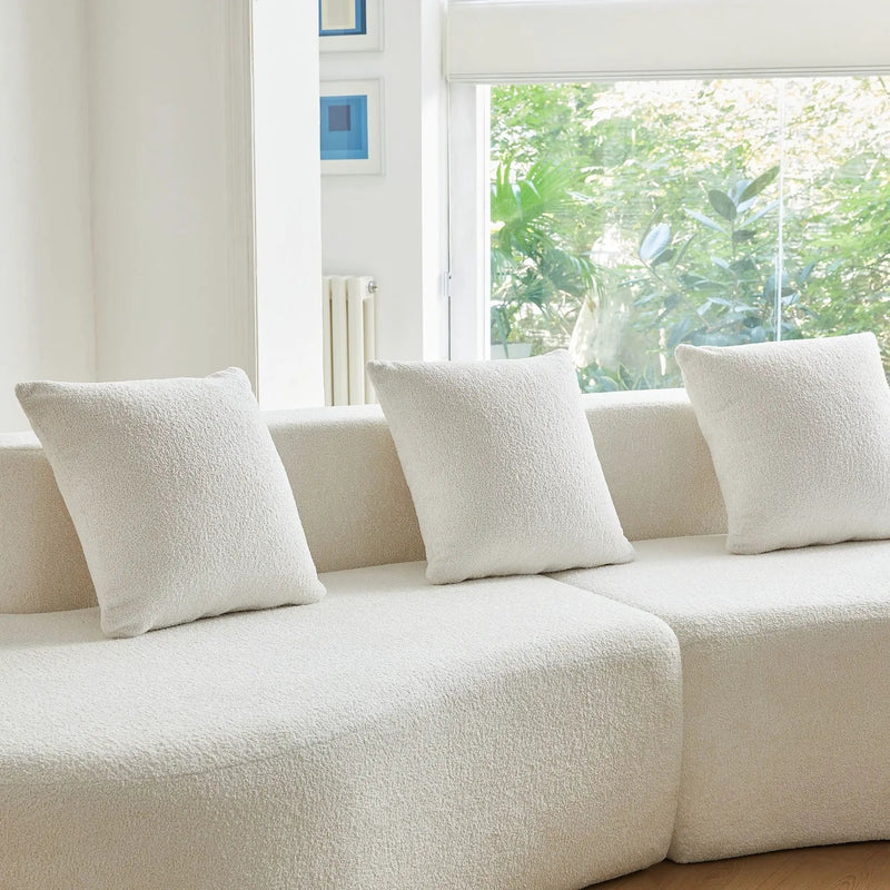 Curved Boneless Couch, Half Moon Sofa, 5 Seat Couch With High Density Foam Filled For Living Room - White by HouseOfZazla