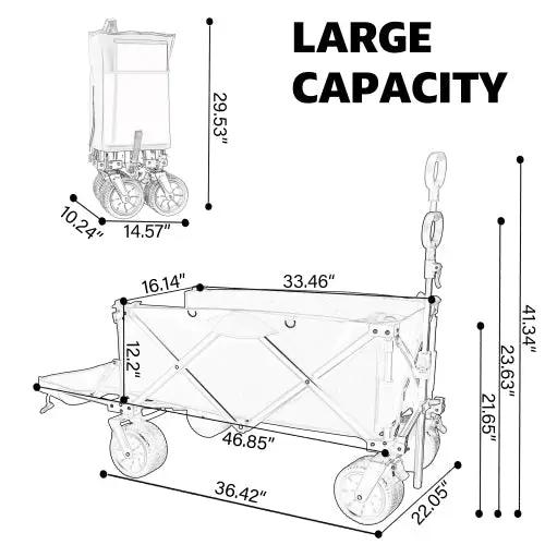 Foldable Wagon with Extended Tailgate and Large All-Terrain Wheels by HouseOfZazla