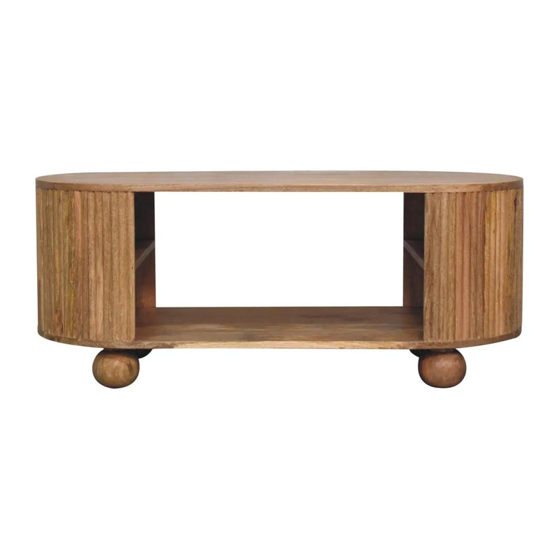 Solid Wood Soba Ball Coffee Table, Open Storage by HouseOfZazla