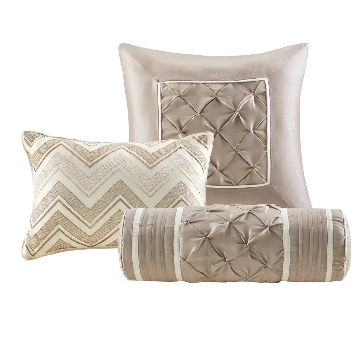 7 Piece Tufted Comforter Set Ivory King by HouseOfZazla