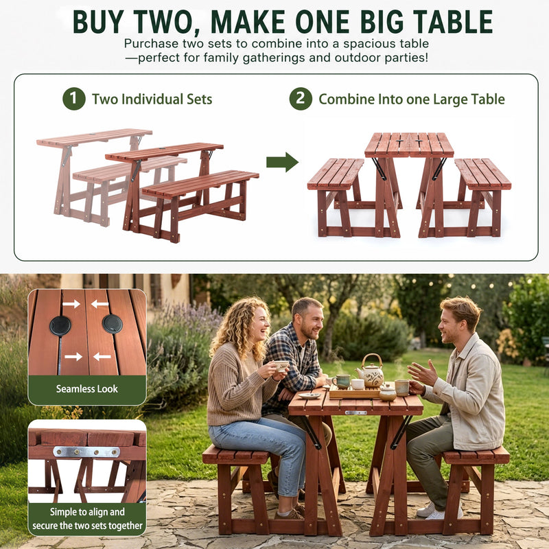 2-in-1 Convertible Bench Picnic Table by HouseOfZazla