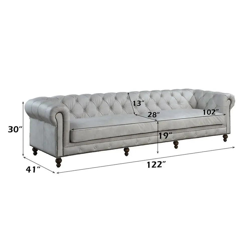 Ofer - Sofa - Vintage White Top Grain Leather by Unique Piece Furniture
