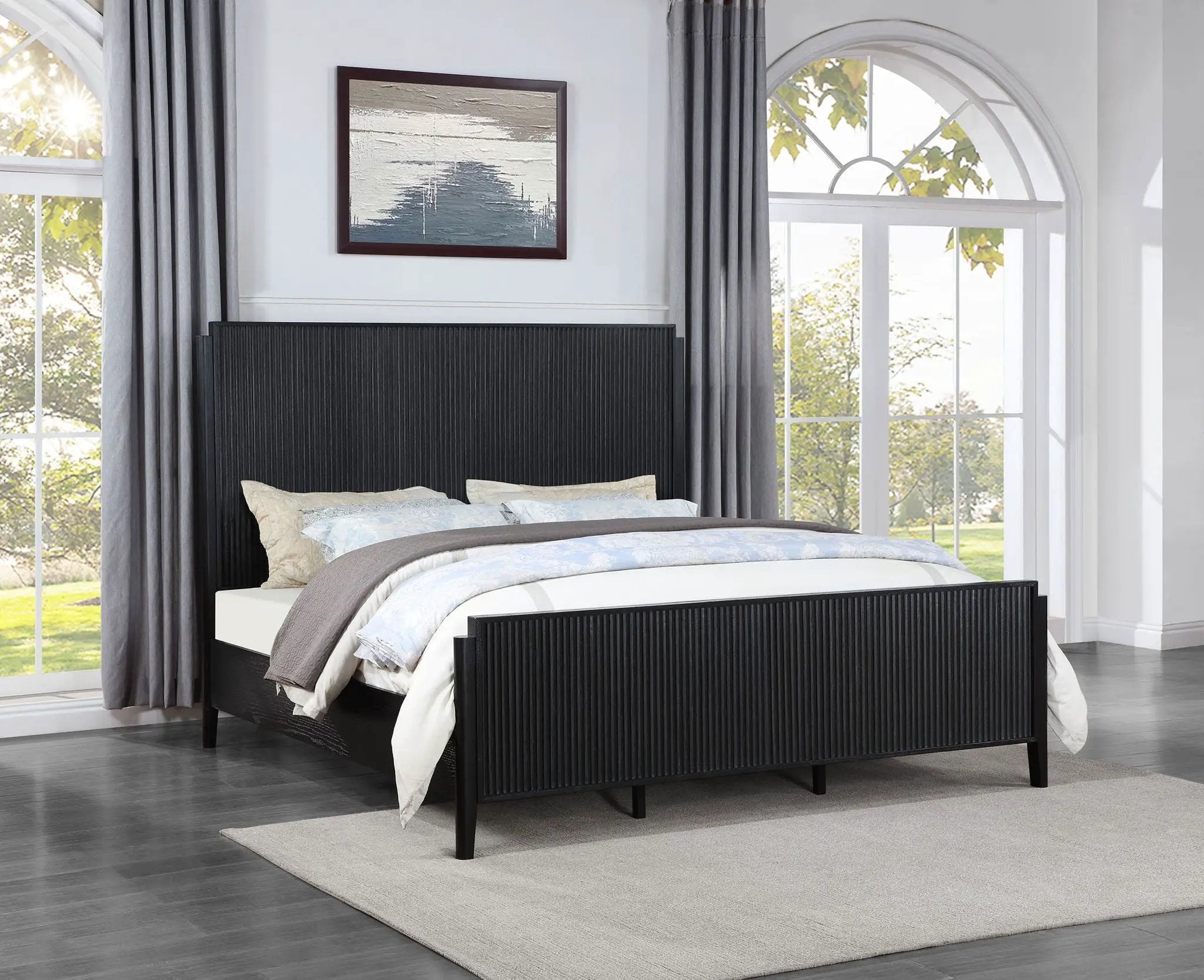 Brookmead Wood Eastern King Panel Bed Black by Unique Piece Furniture