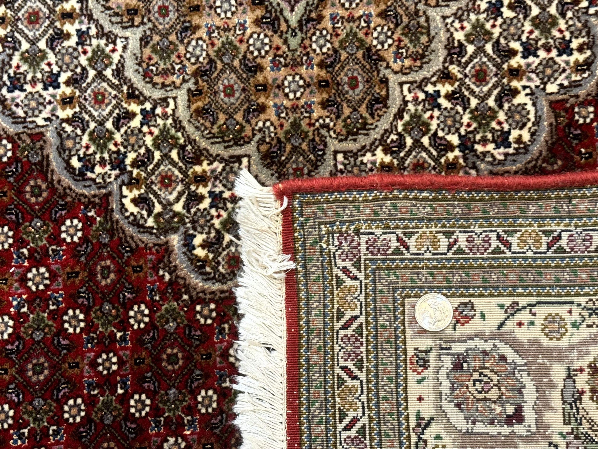 Persian Rug 5x7, Very Fine 330 KPSI, Red and Ivory, Herati Mahi Pattern, Wool & Silk by Jewel Rugs