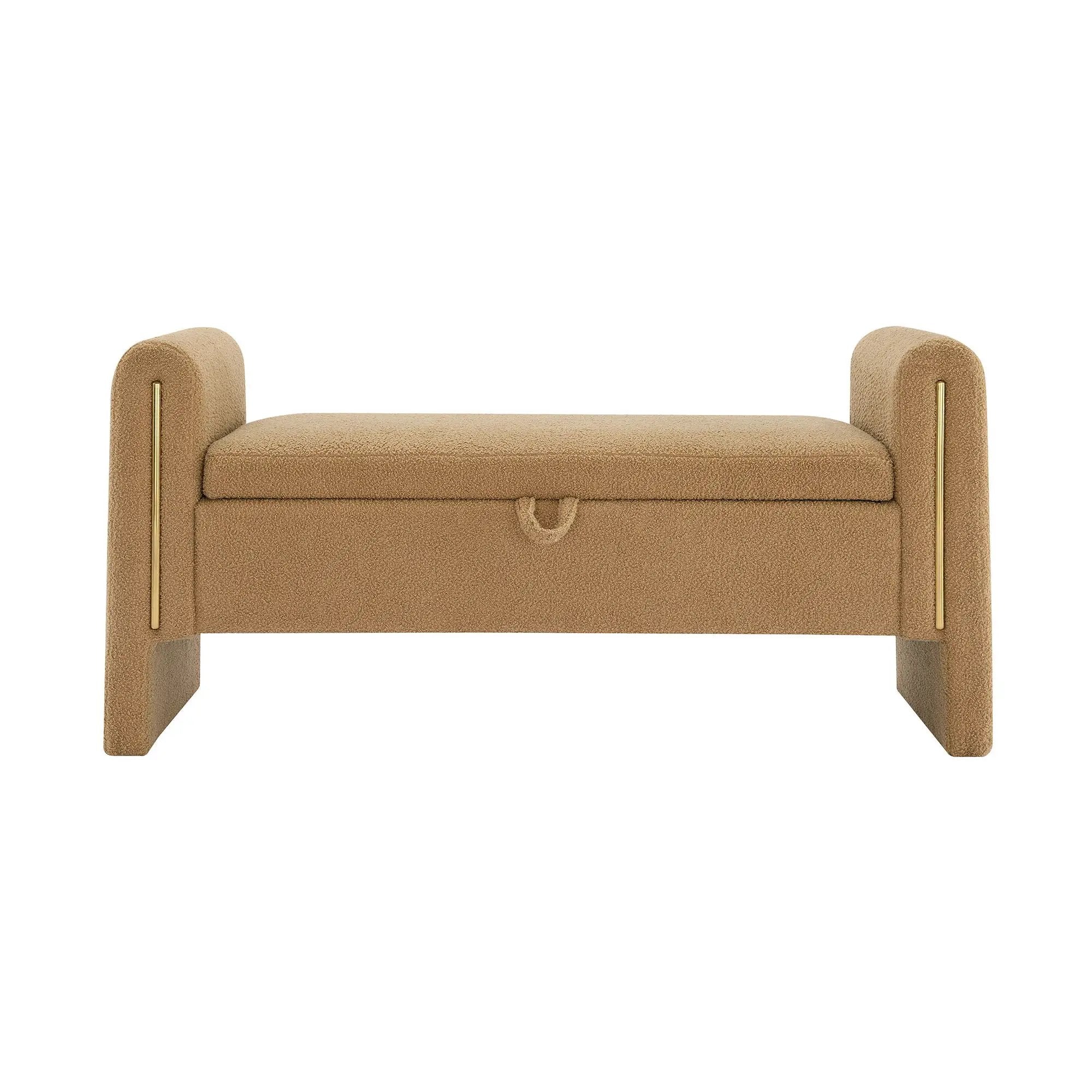 Modern Teddy Upholstered Large Bed End Bench With Arms And Storage by Unique Piece Furniture