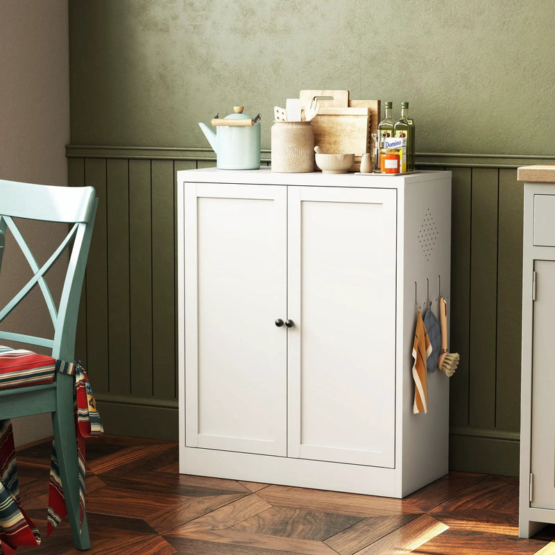Pantry Cabinet With Adjustable Shelves Freestanding Kitchen Storage Organizer - White by Unique Piece Furniture