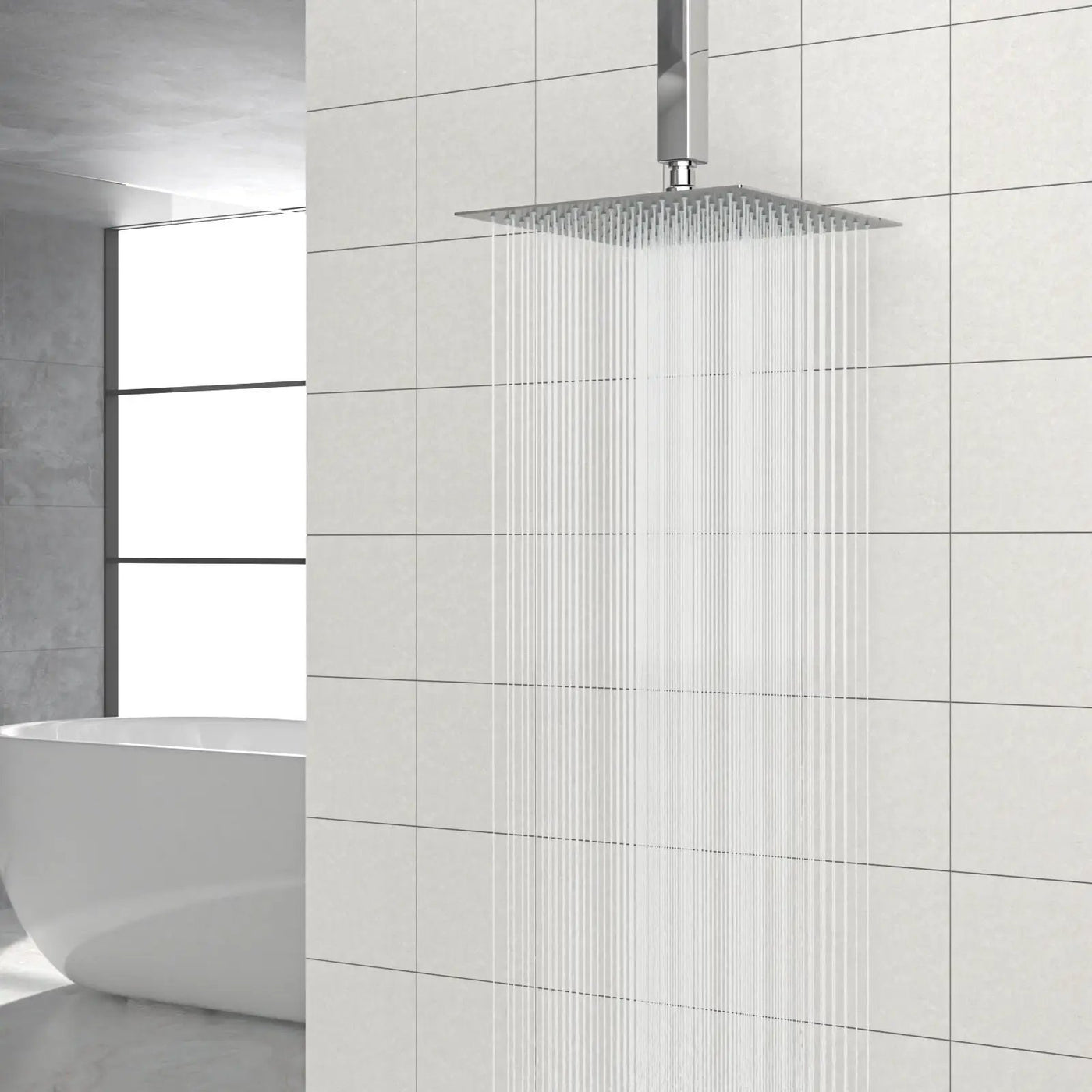 Modern 10" Square Rainfall Shower Head & Stainless Steel Wall Or Ceiling Mount Luxury Spa Shower Panel by HouseOfZazla
