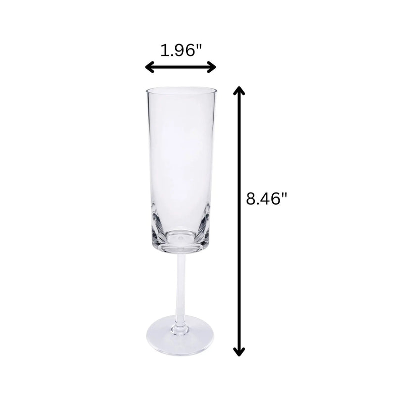 Oval Halo Unbreakable Plastic Champagne Flutes (Set of 4), Acrylic Wedding Mimosas Glasses, 4Oz - Clear by HouseOfZazla