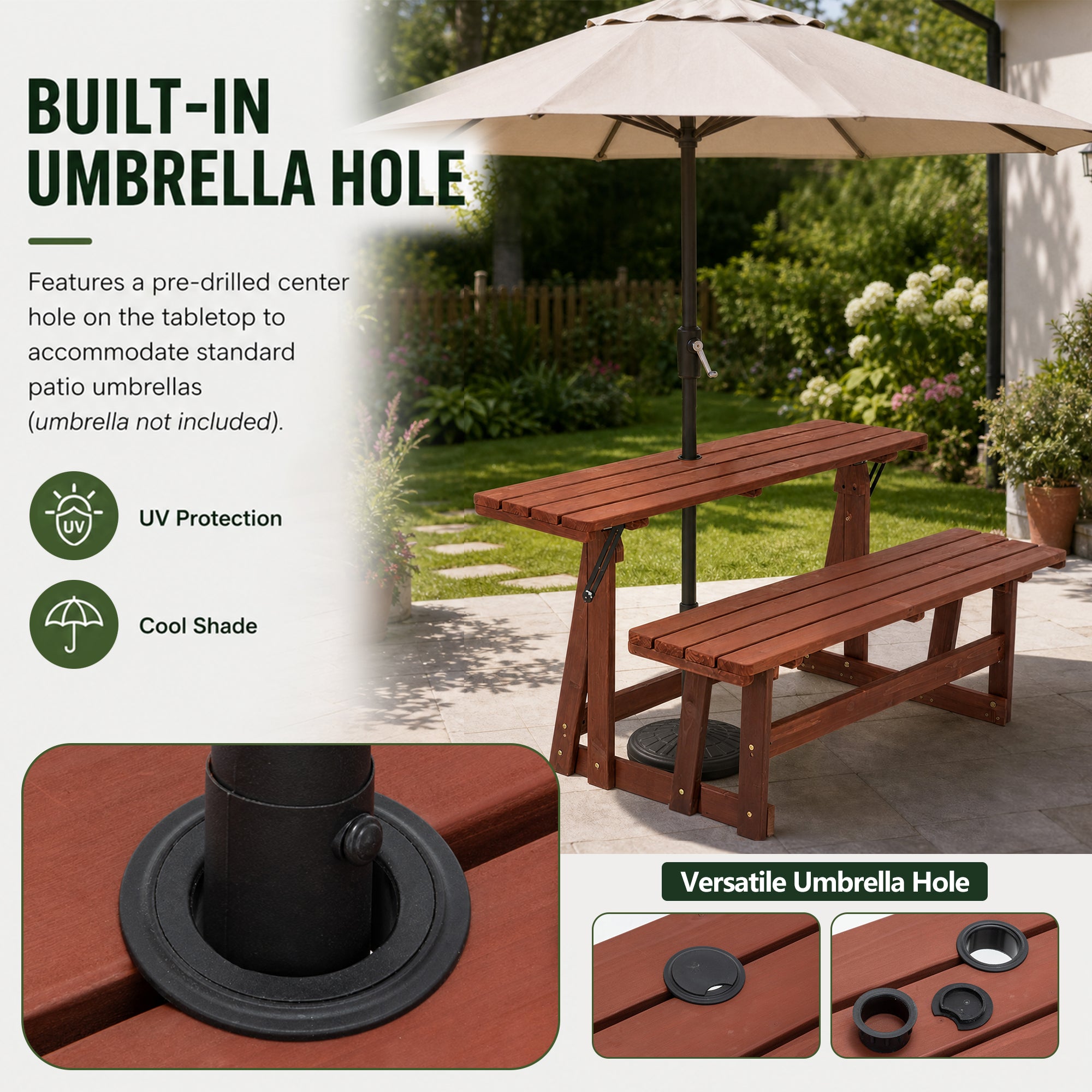 2-in-1 Convertible Bench Picnic Table by HouseOfZazla