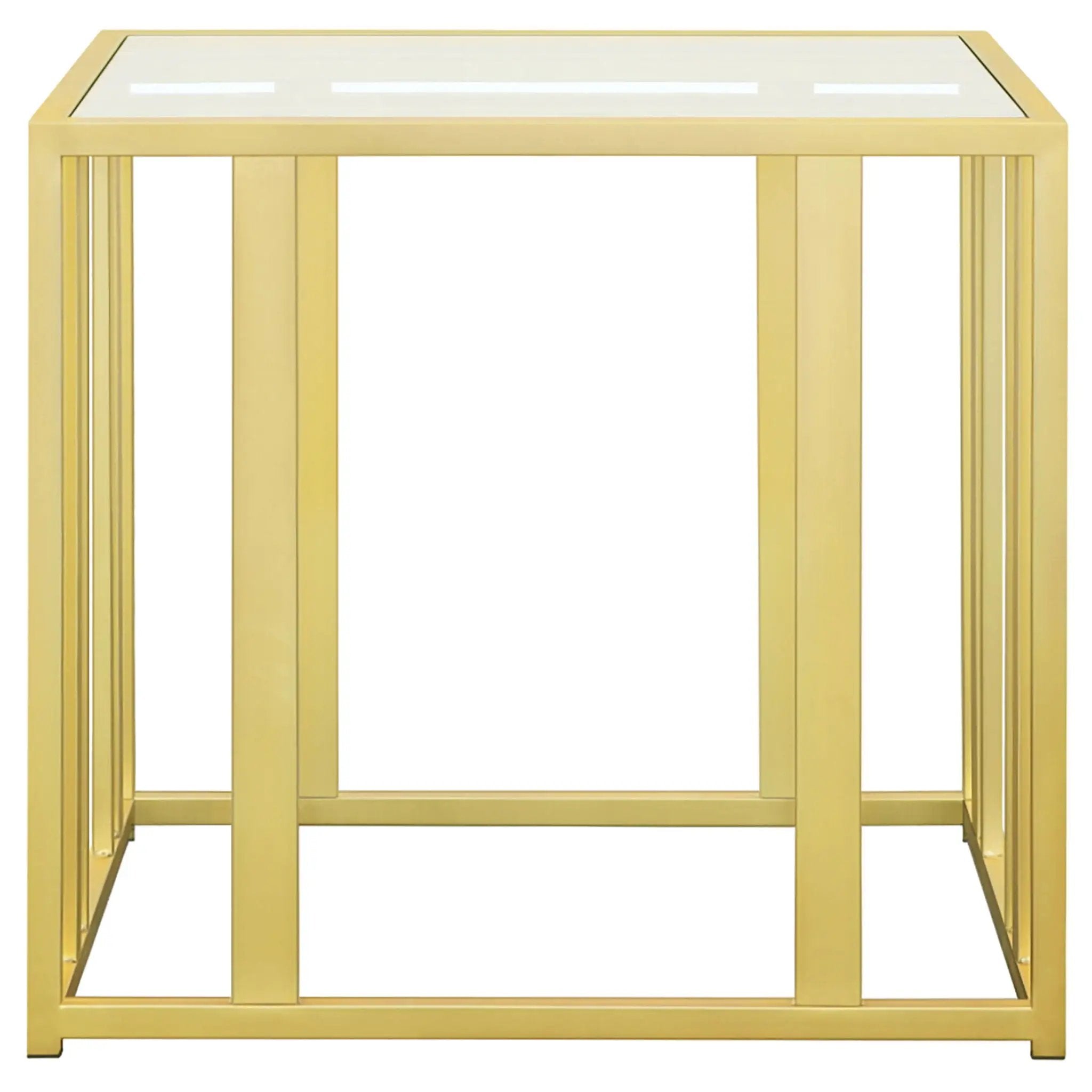 Adri Rectangular Glass Top Side End Table Matte Brass by Unique Piece Furniture