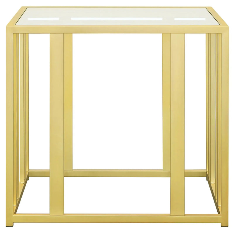 Adri Rectangular Glass Top Side End Table Matte Brass by Unique Piece Furniture