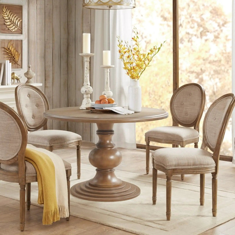 Round Pedestal Dining Table - Walnut by HouseOfZazla