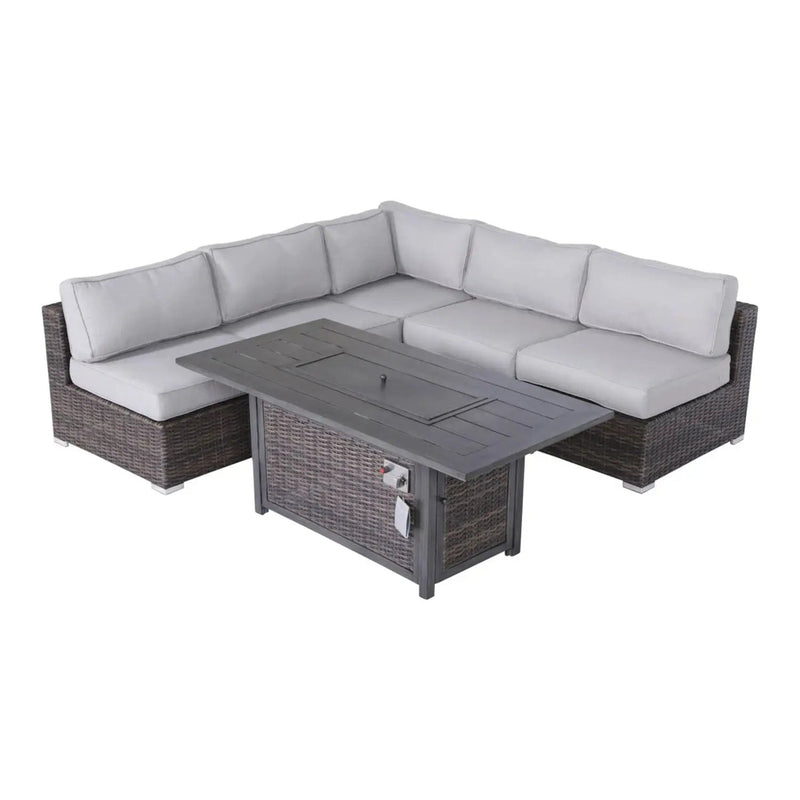6 Piece Sectional Sofa Set With Cushions - Brown by HouseOfZazla